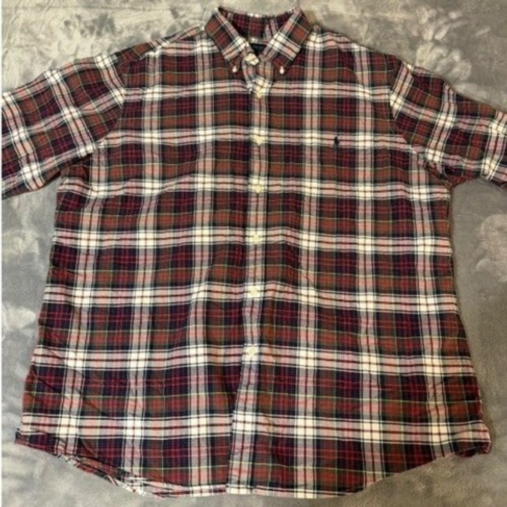Polo Ralph Lauren Classic Fit Plaid Button Down Shirt Mens XXL Red Green Navy